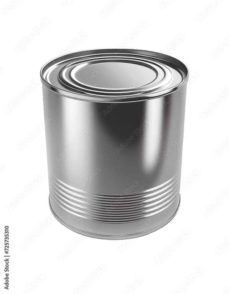 Shiny Silver Can with a Removable Lid on Transparent Background Shiny Silver Can with a Removable Lid on Transparent Background