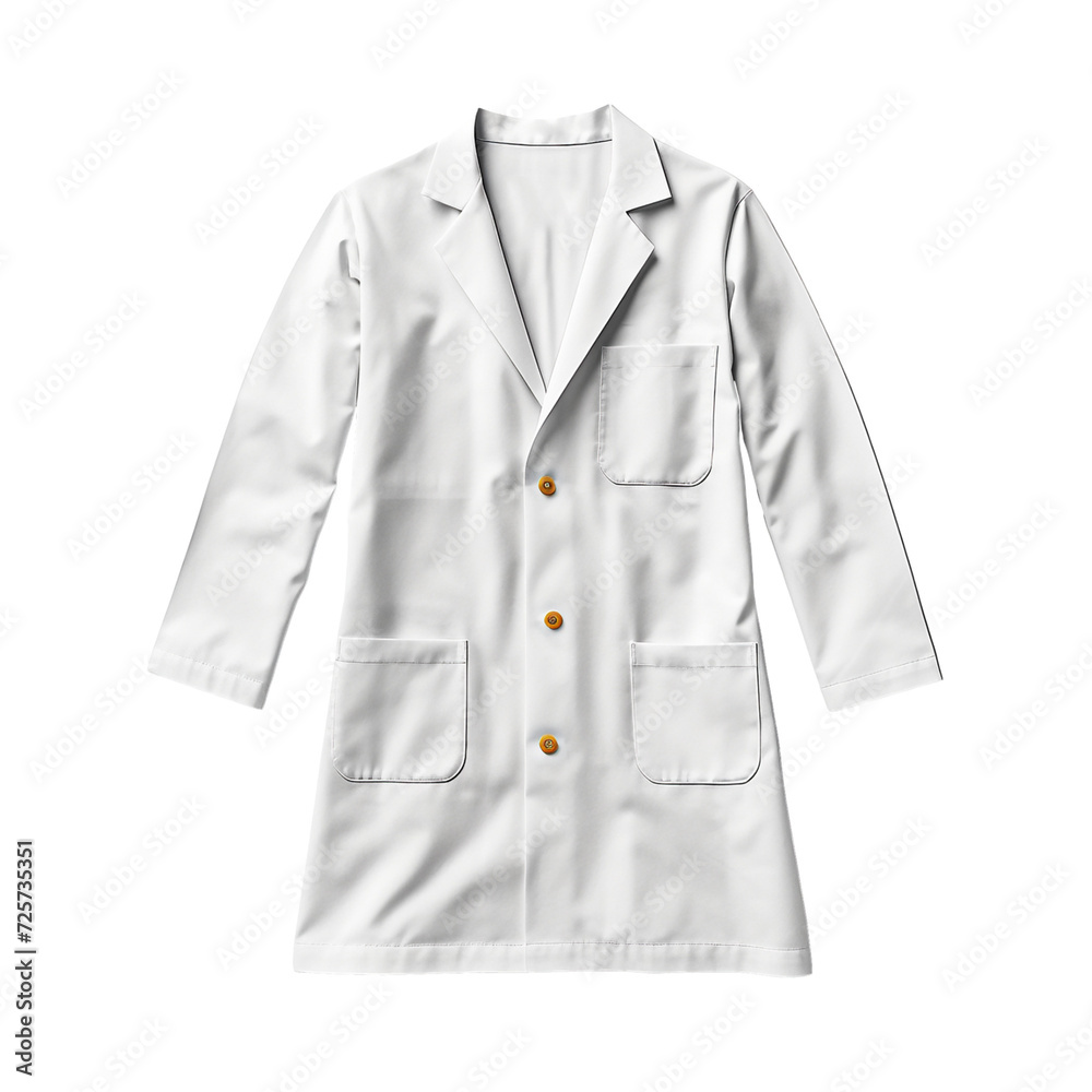 Stylish White Lab Coat with Functional Pockets on Transparent Background Stylish White Lab Coat with Functional Pockets on Transparent Background