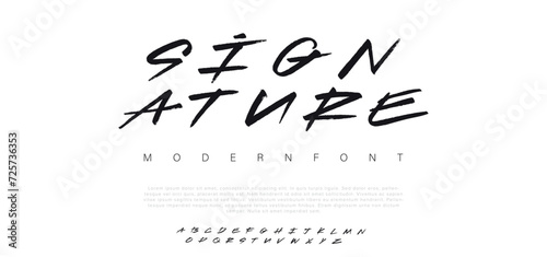 Signature minimal modern alphabet fonts. Typography technology vector illustration