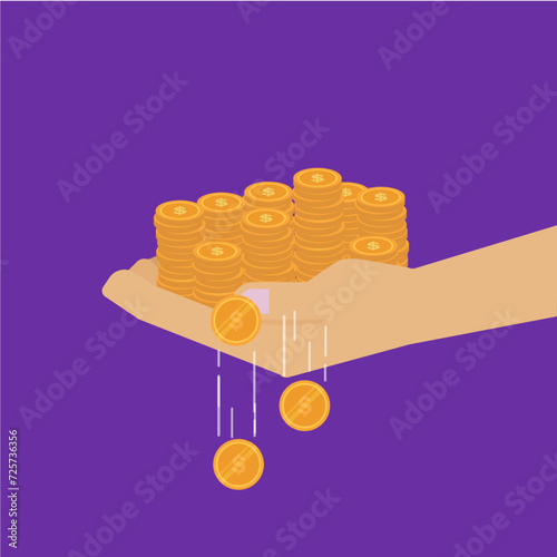Hand with money gold coin