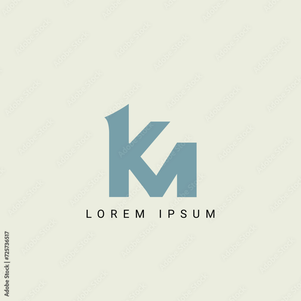 Alphabet KM and MK illustration monogram vector logo template