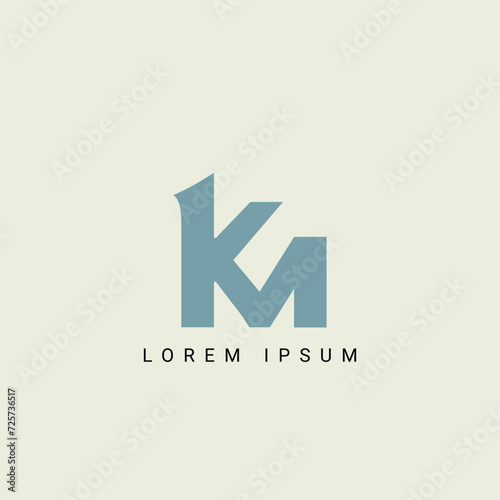  Alphabet KM and MK illustration monogram vector logo template photo