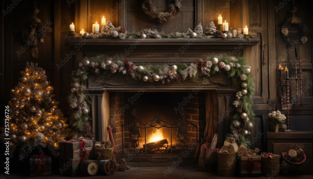 Fireplace With Christmas Tree
