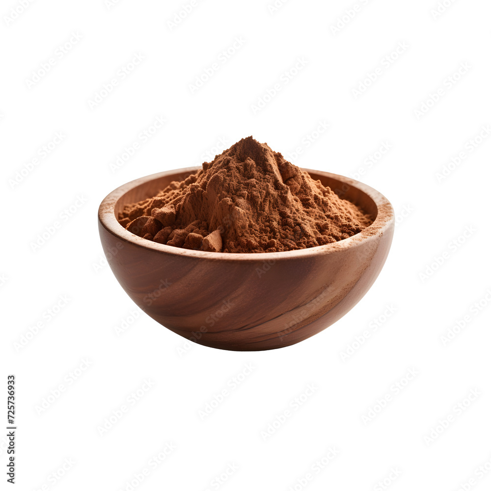 Cocoa powder in a bowl isolated on transparent background Cocoa powder in a bowl isolated on transparent background