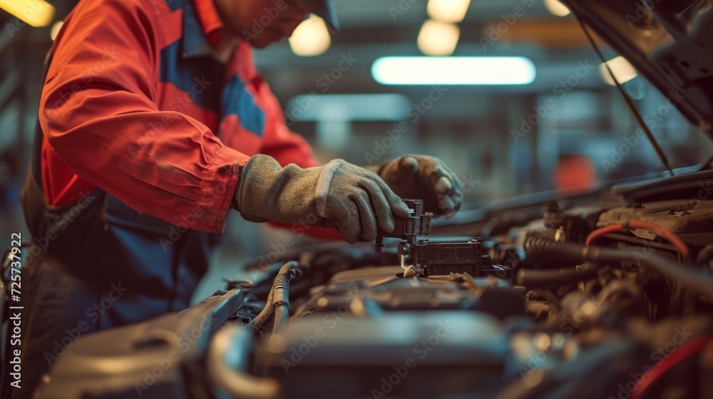 Auto mechanic comes to change battery Car after-sales service Change the battery Check the condition of the car and travel Auto mechanic comes to change battery Car after-sales service Change the battery Check the condition of the car and travel