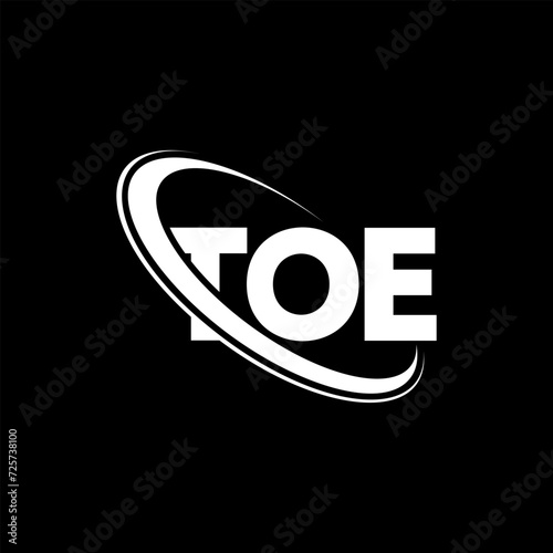 TOE logo. TOE letter. TOE letter logo design. Initials TOE logo linked with circle and uppercase monogram logo. TOE typography for technology, business and real estate brand.