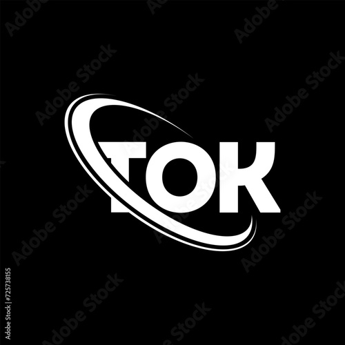 TOK logo. TOK letter. TOK letter logo design. Initials TOK logo linked with circle and uppercase monogram logo. TOK typography for technology, business and real estate brand.