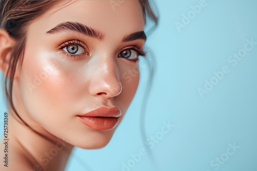 Beautiful woman with perfect makeup Beauty and skin concept photo