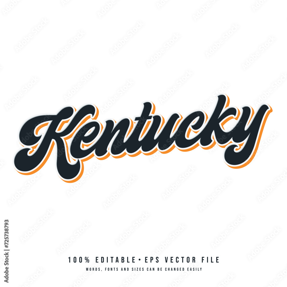 Kentucky text effect vector. Editable 3d college t-shirt design ...