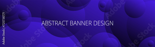 Sapphire blue and black abstract banner with gradient spheres. Background template	