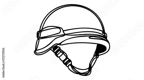 One continuous line. Male character professional military officer warrior uniform.