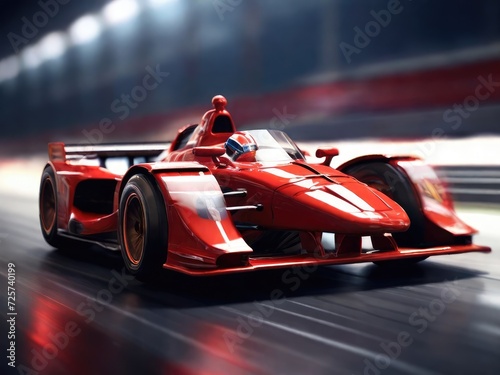 Track Thrills  Blurred Side View of a Red Race Car in Full Speed