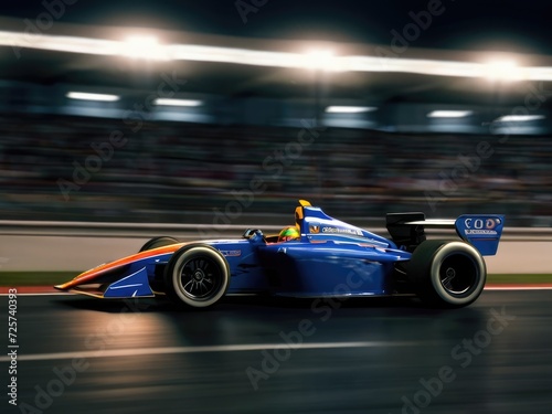 Adrenaline Artistry: Side View of a fast Race Car with Light Trails © bellart