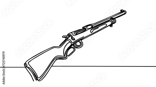 Sniper rifle, firearm one line continuous drawing. Various modern weapons continuous one line illustration.