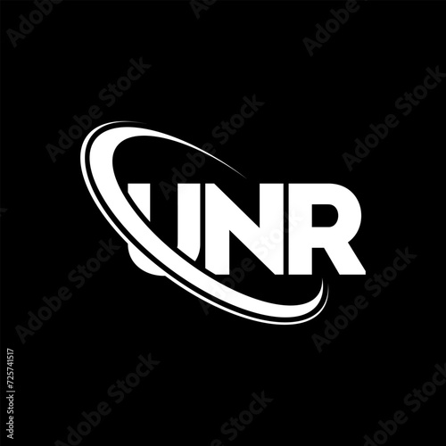 UNR logo. UNR letter. UNR letter logo design. Initials UNR logo linked with circle and uppercase monogram logo. UNR typography for technology, business and real estate brand. photo