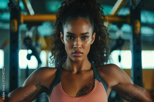 A female model working out in a modern gym Showcasing strength and determination