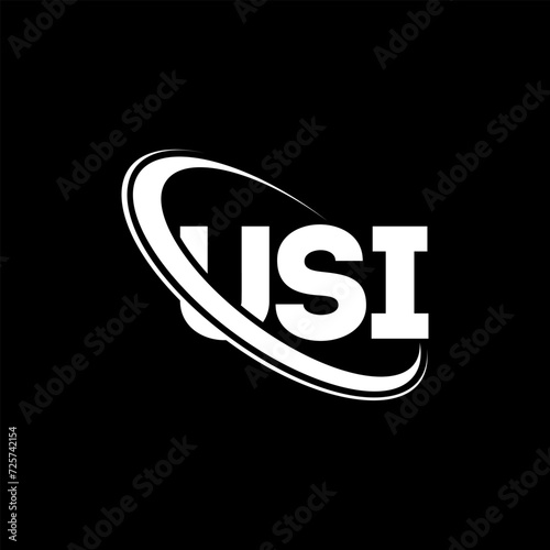 USI logo. USI letter. USI letter logo design. Initials USI logo linked with circle and uppercase monogram logo. USI typography for technology, business and real estate brand.