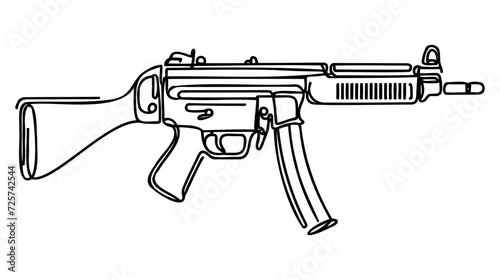 Gun one line continuous drawing. Various modern weapons continuous one line illustration
