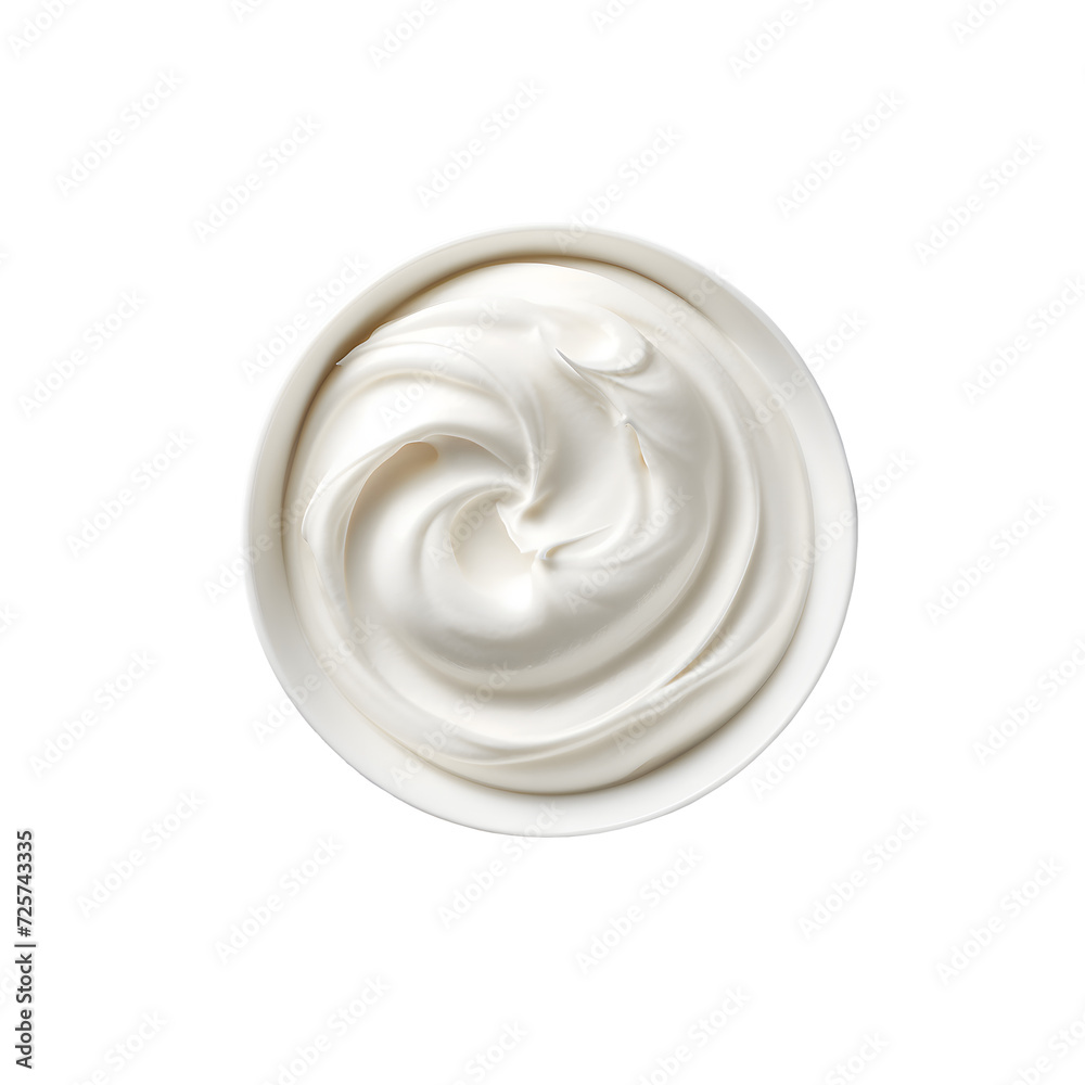 White creme bowl with whipped cream isolated on transparent background White creme bowl with whipped cream isolated on transparent background