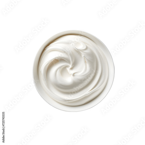 White creme bowl with whipped cream isolated on transparent background