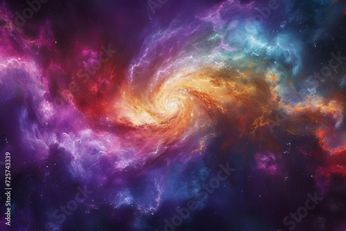 An artistic interpretation of the milky way galaxy With vivid colors and swirling star formations © Bijac
