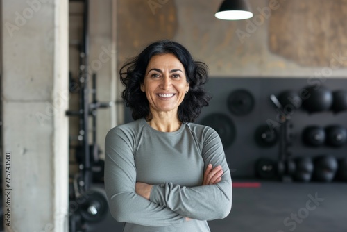Smiling senior Middle Eastern woman in a fitness center © Thuy Nguyen
