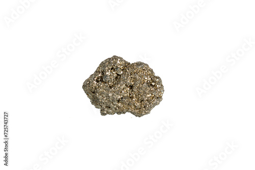 pyrite mineral stone macro on white background