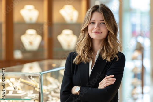 Female sales person at jewelry store photo