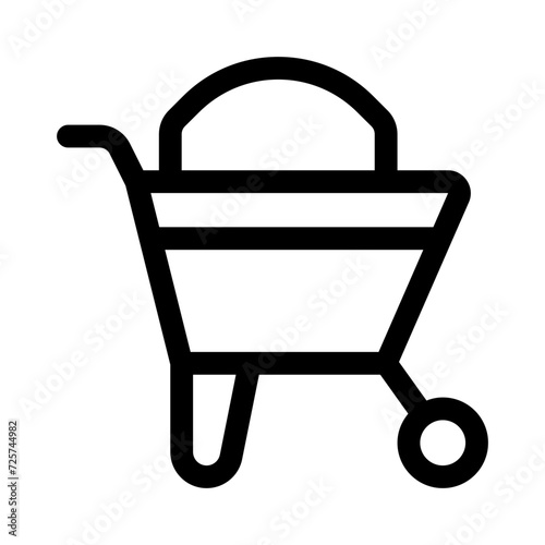 wheel barrow line icon