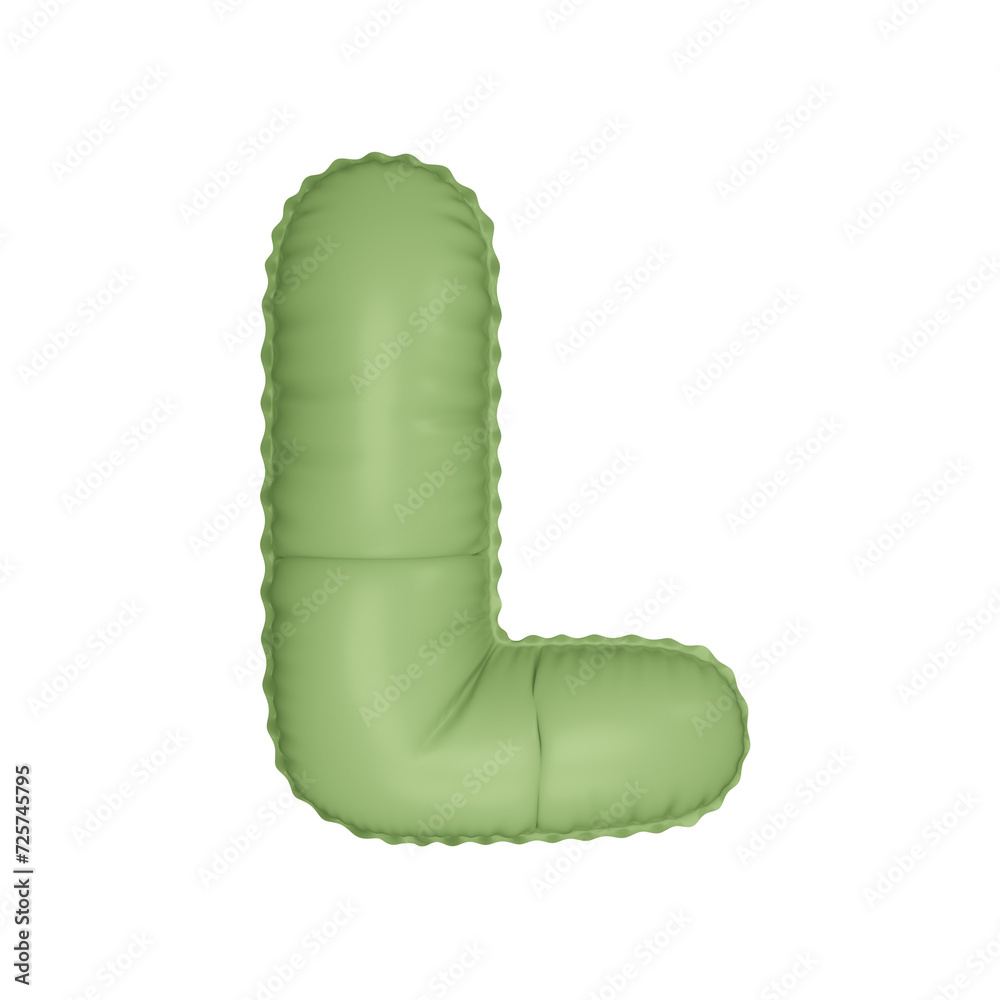 3D pastel light green color helium balloon letter L