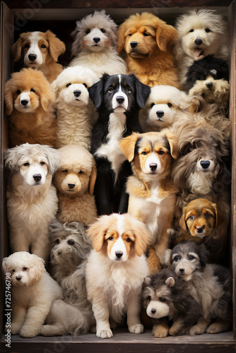 Diverse Canine Collage, Colorful Mix of Dog Breeds, Beloved Pets Concept for Stock Images