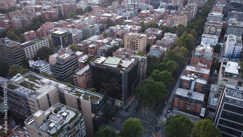 Aerial photography of the city of Bogotá, with its buildings and beautiful colors. #725747169