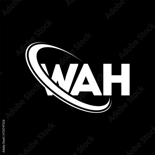 WAH logo. WAH letter. WAH letter logo design. Initials WAH logo linked with circle and uppercase monogram logo. WAH typography for technology, business and real estate brand. photo