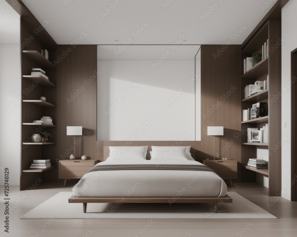 Fototapeta premium Luxury comfortable hotel bedroom interior design