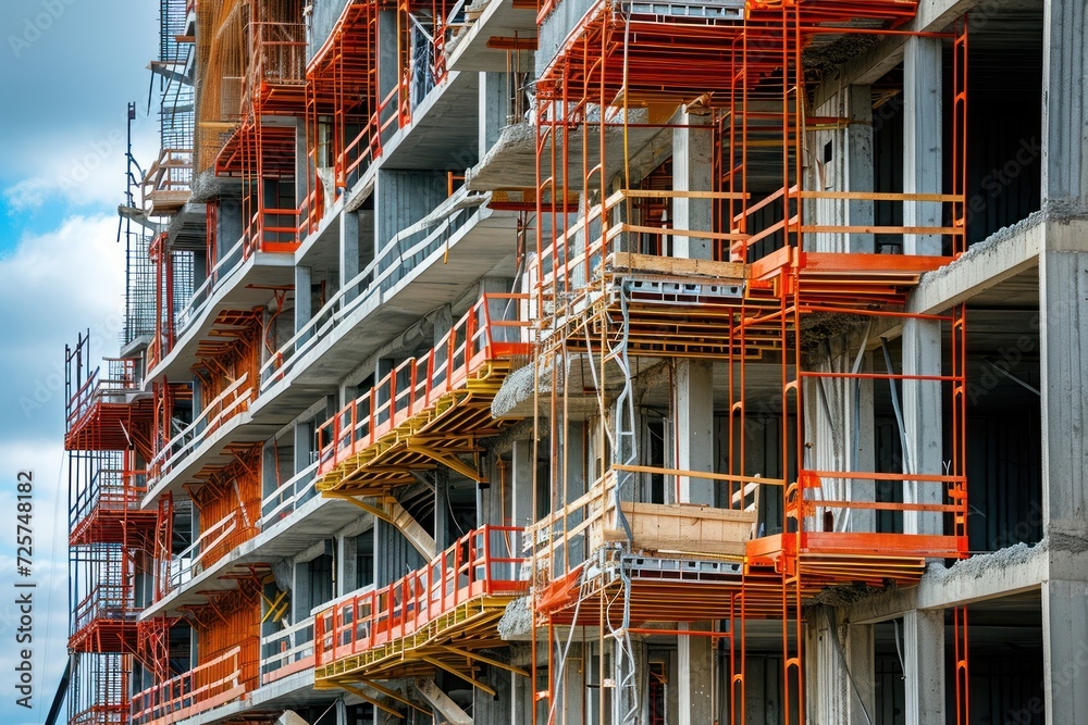 Low angle view of building construction site Low angle view of building construction site