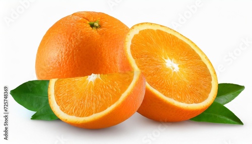 orange isolate orange fruit with slice on white background whole orange fruit with slice full depth of field