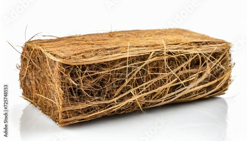 block of coconut coir husk fiber isolated on white background