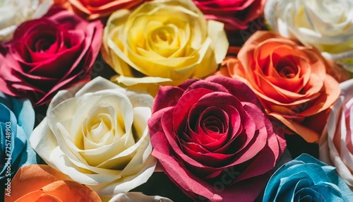 backdrop of colorful paper roses