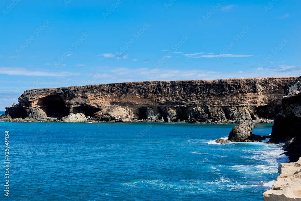 Landscape on the coast of the Atlantic Ocean in the town of Ajuy, Fuerteventura, Spain