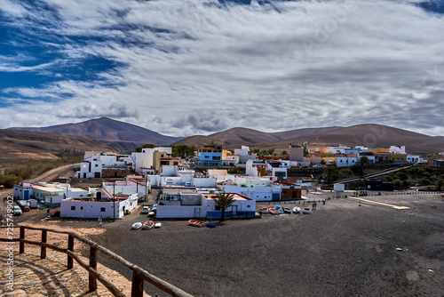 Landscape on the coast of the Atlantic Ocean in the town of Ajuy, Fuerteventura, Spain photo