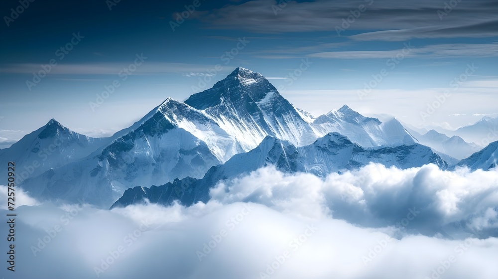 Top Of Mount Everest In The Himalayan Mountains (Generative AI). - obrazy, fototapety, plakaty 