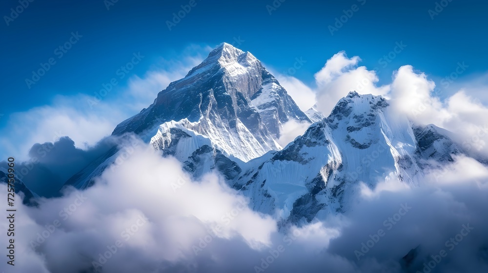 Top Of Mount Everest In The Himalayan Mountains (Generative AI). Top Of Mount Everest In The Himalayan Mountains (Generative AI).
