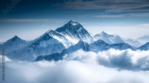 Top Of Mount Everest In The Himalayan Mountains (Generative AI). photo