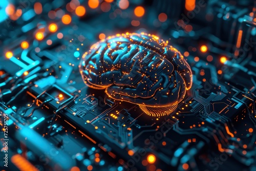 Concepts of artificial intelligence technology and the internet technology information on digital display photo