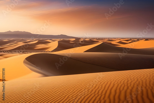 Picturesque view of the desert. Beautiful light