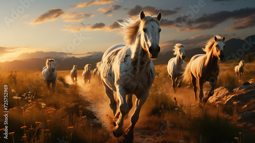 running herd of horses photo