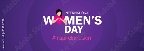 International women's day concept poster. Woman sign illustration background. 2024 women's day campaign theme- #InspireInclusion photo