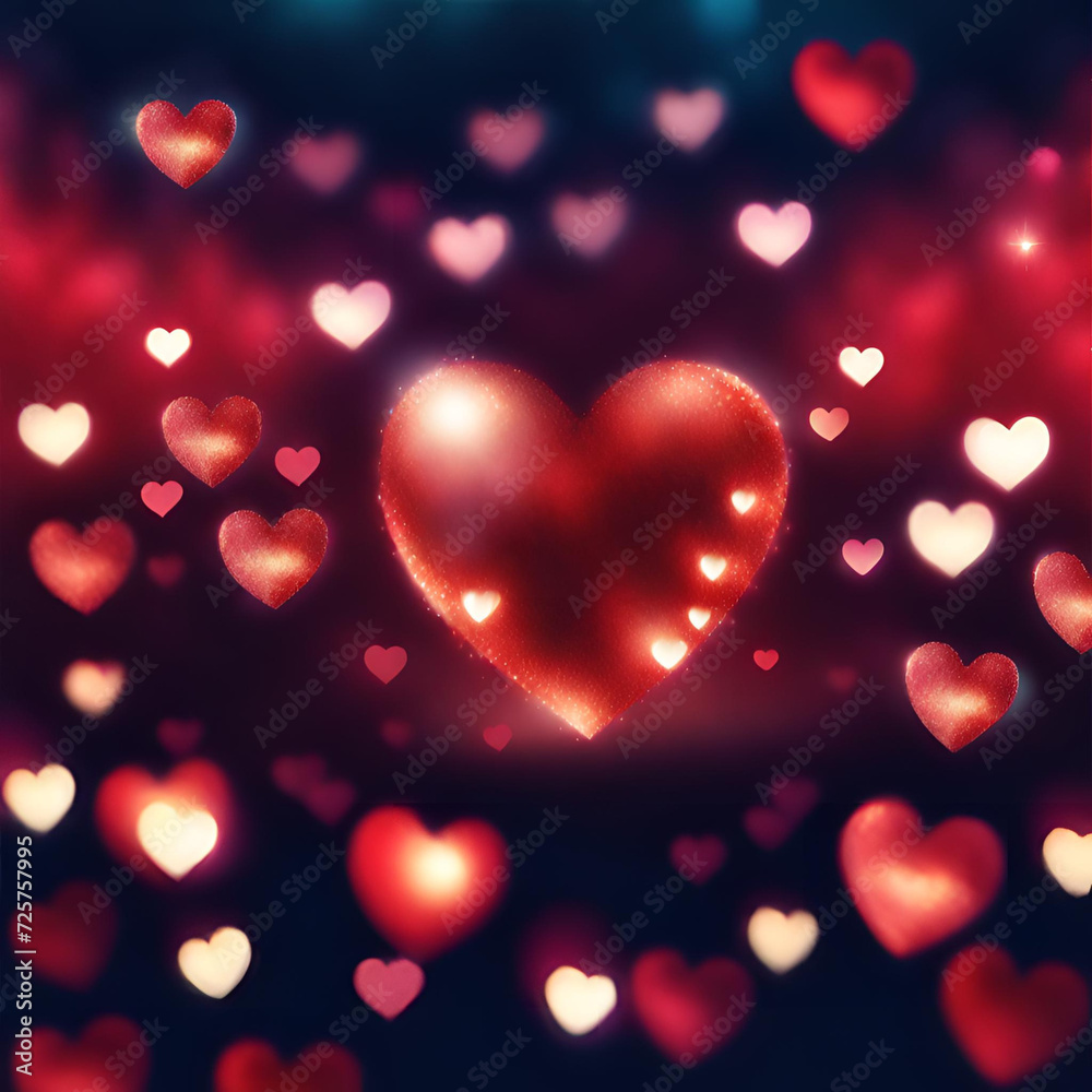 Wallpaper of many hearts that glow brightly. Wallpaper of many hearts that glow brightly.