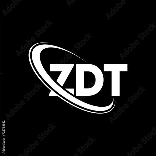 ZDT logo. ZDT letter. ZDT letter logo design. Initials ZDT logo linked with circle and uppercase monogram logo. ZDT typography for technology, business and real estate brand.