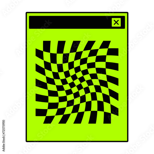 Vector illustration of retro pc element. Old computer aestethic. Nostalgia for 1990s -2000s. Chessboard